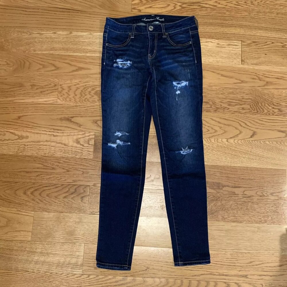 american eagle dark wash distressed jeans ⚡️ 4